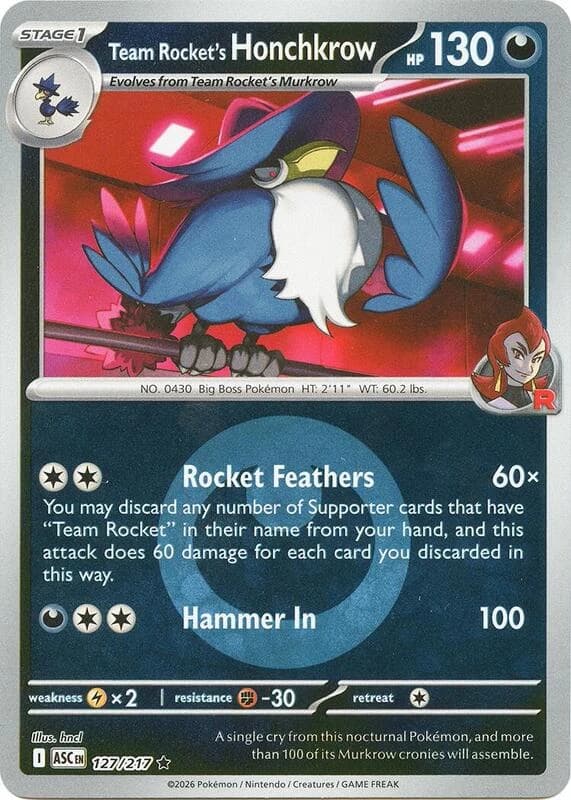 Team Rocket's Honchkrow (Energy Symbol Pattern)