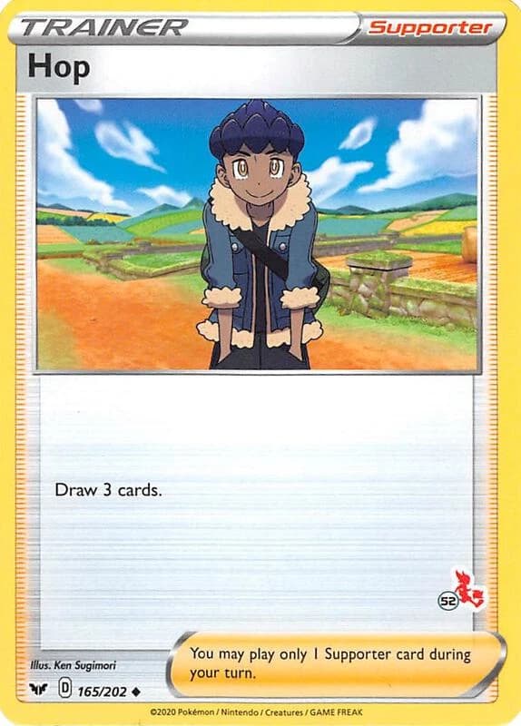 Hop - 165/202 (#52 Cinderace Stamped)