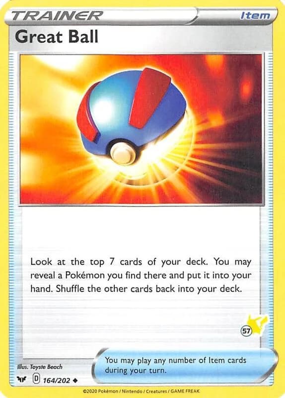 Great Ball - 164/202 (#57 Pikachu Stamped)