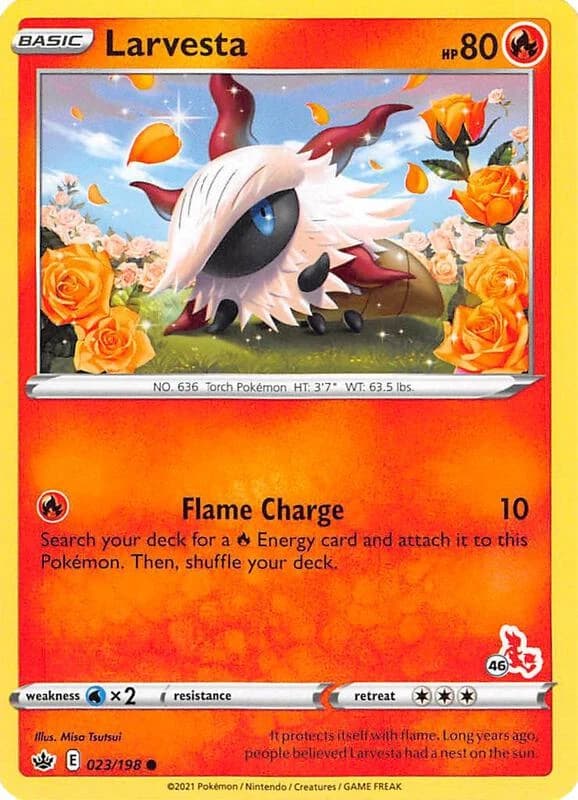 Larvesta - 023/198 (#46 Cinderace Stamped)